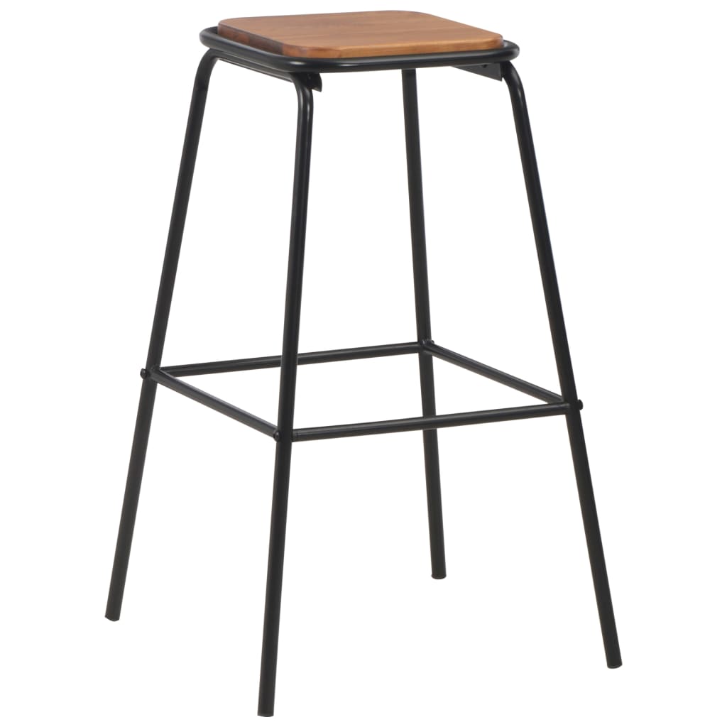 vidaXL Bar Stools 6 pcs Black Solid Pinewood and Steel