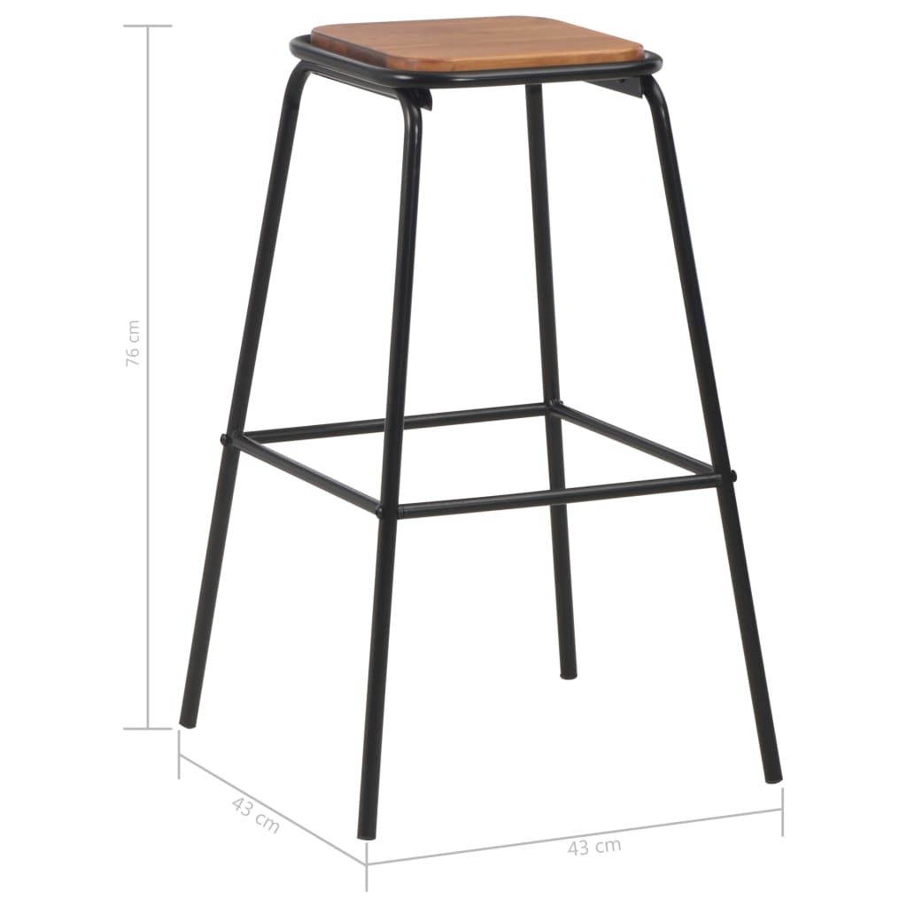 vidaXL Bar Stools 6 pcs Black Solid Pinewood and Steel