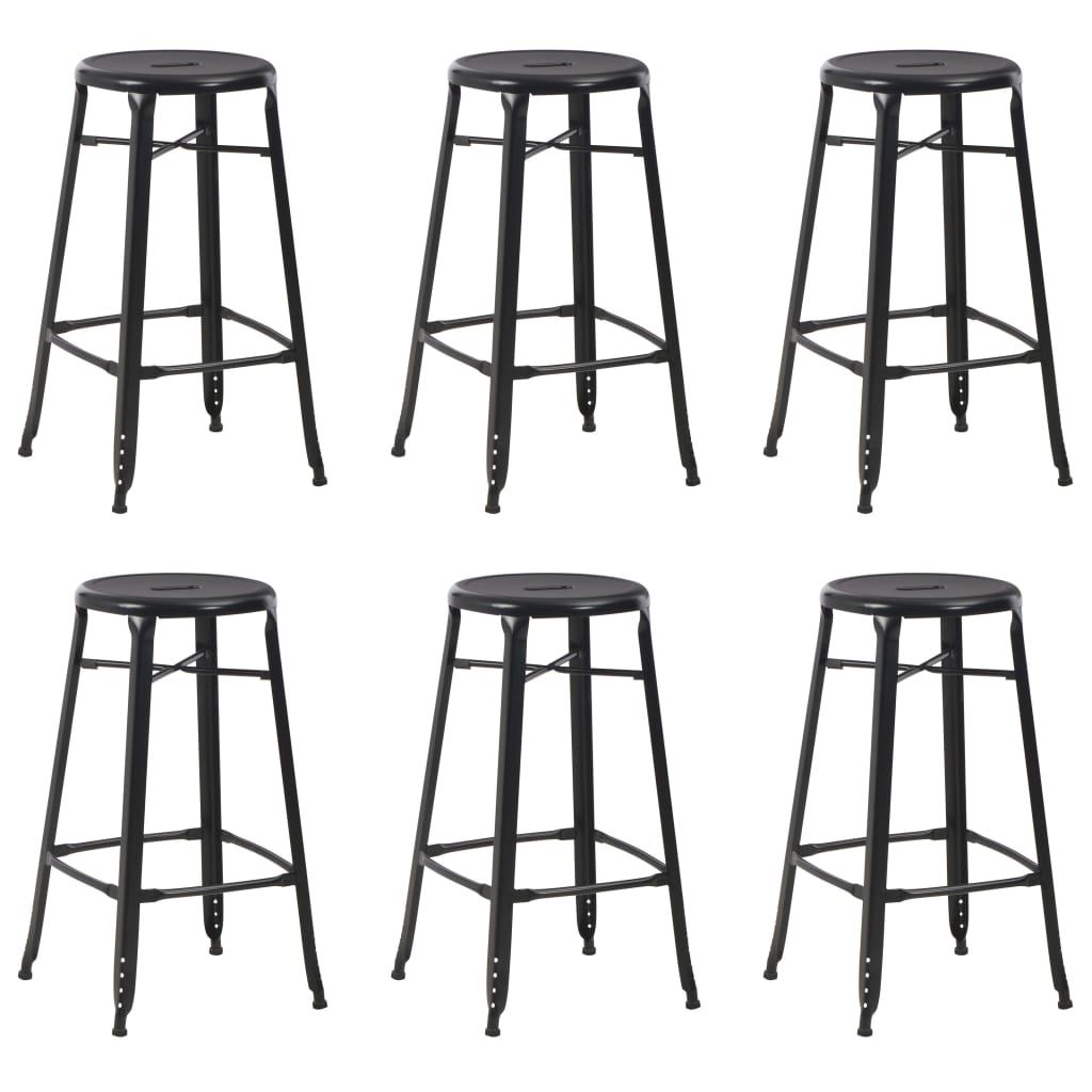 vidaXL Bar Stools 6 pcs Black Steel