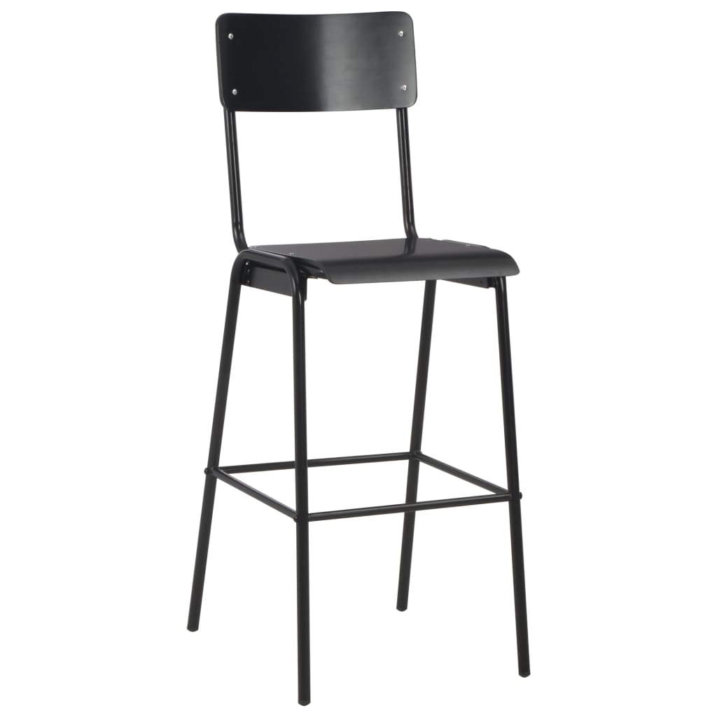 vidaXL Bar Chairs 6 pcs Black Solid Plywood Steel