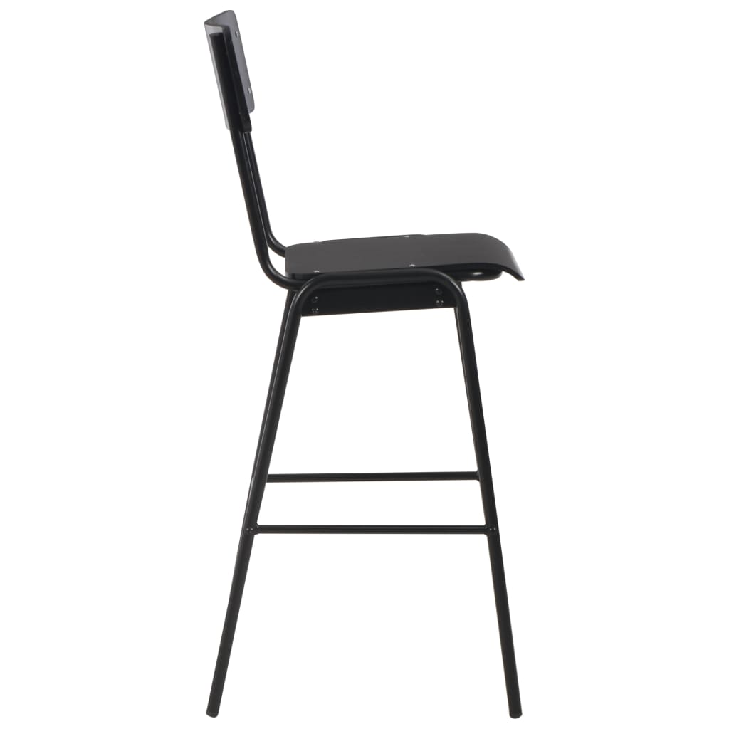 vidaXL Bar Chairs 6 pcs Black Solid Plywood Steel