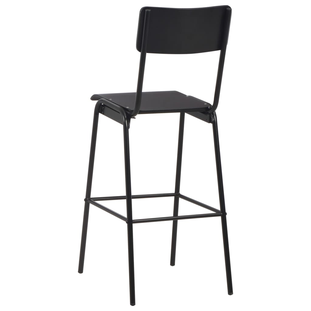 vidaXL Bar Chairs 6 pcs Black Solid Plywood Steel