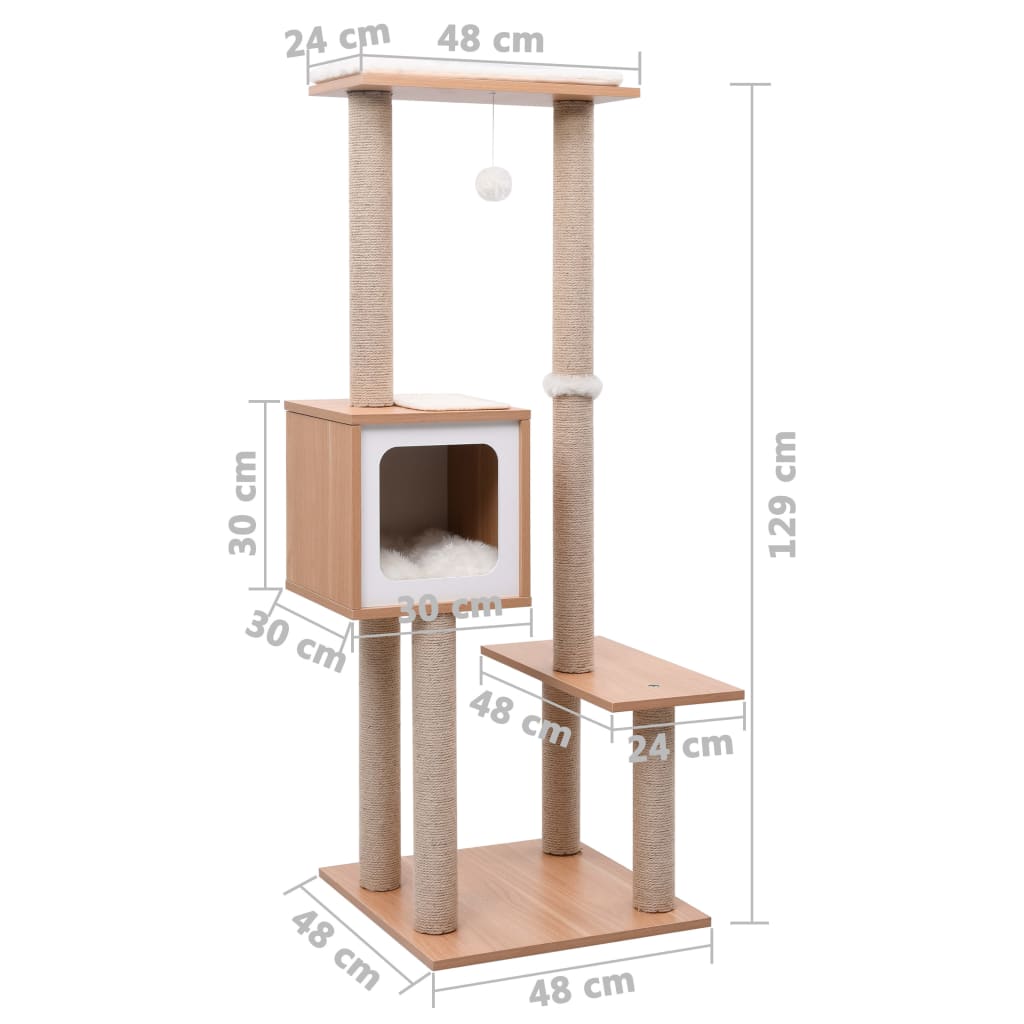 Cat Tree with Sisal Scratching Mat 129 cm