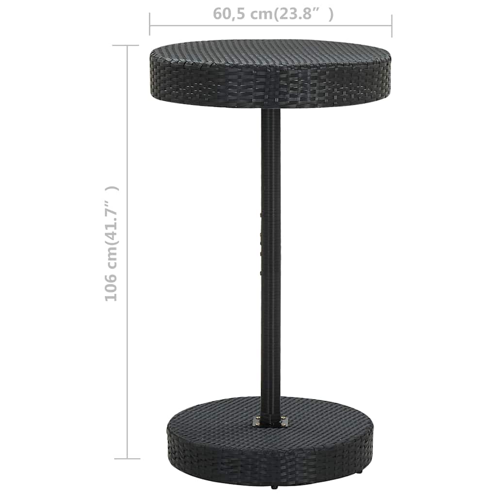 45856 vidaXL Garden Table Black 60,5x106 cm Poly Rattan