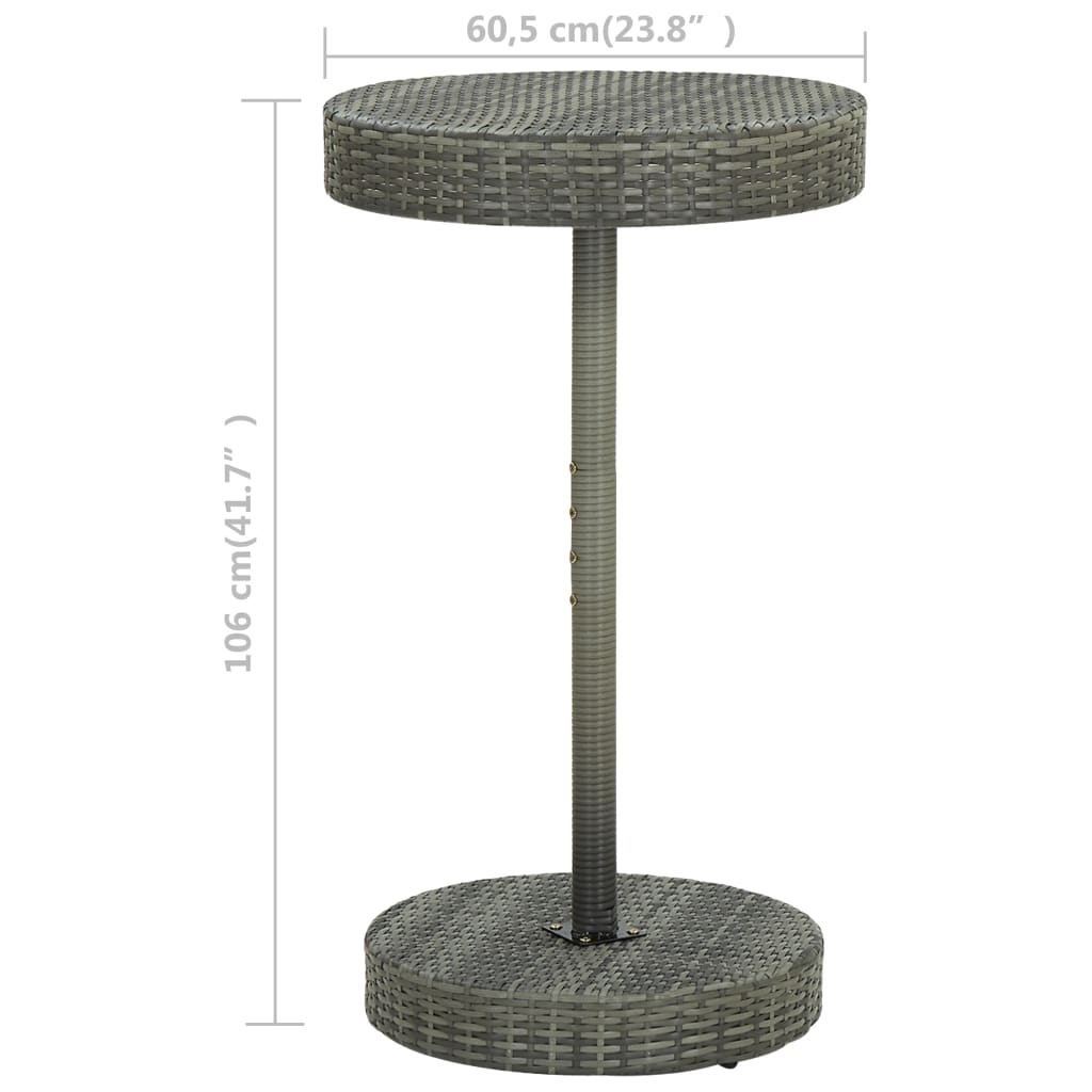45857 vidaXL Garden Table Grey 60,5x106 cm Poly Rattan