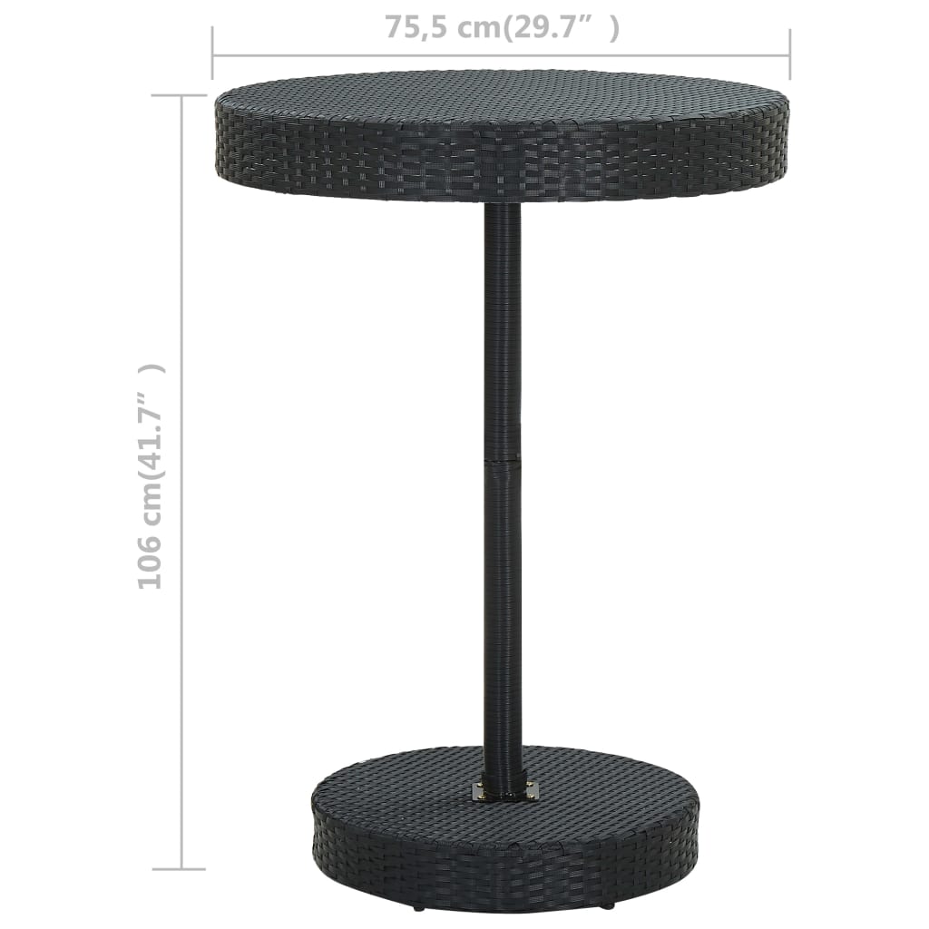 Garden Table | Black | PE Rattan | Lightweight | Garden Table | Round