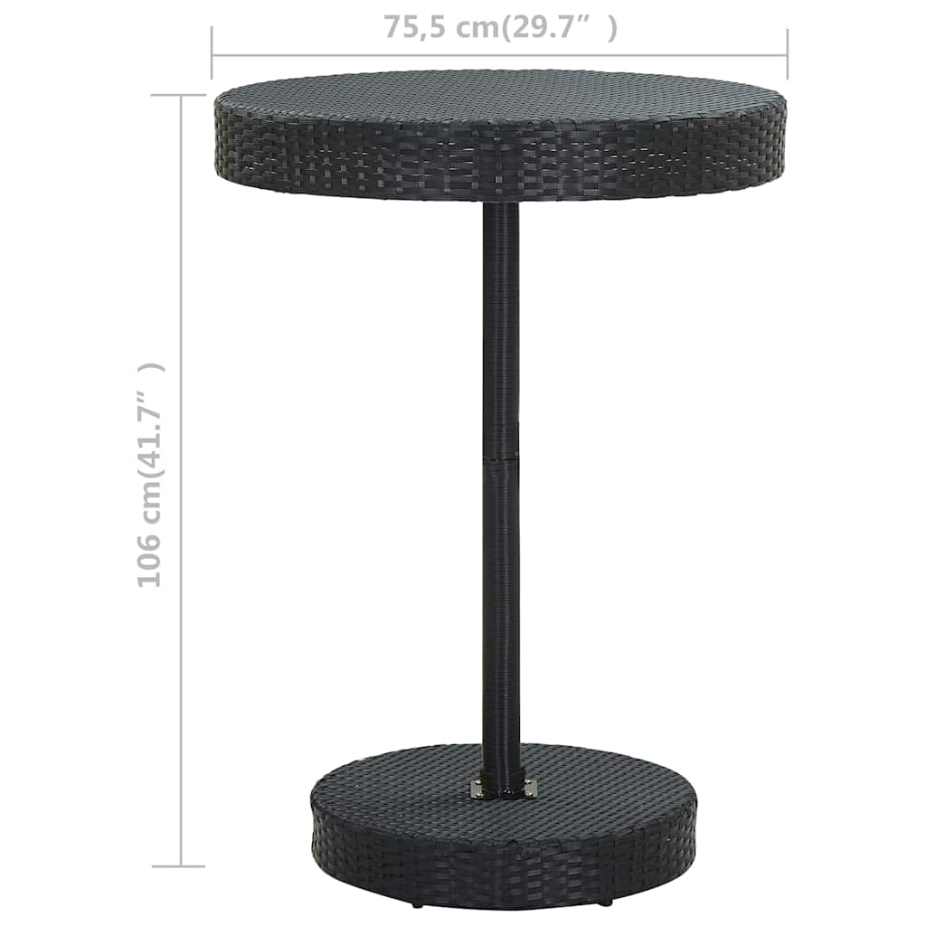 45859 vidaXL Garden Table Black 75,5x106 cm Poly Rattan