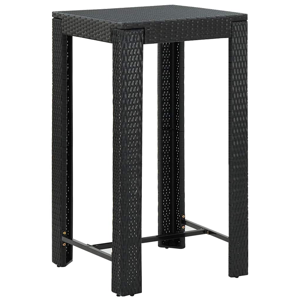 45871 vidaXL Garden Bar Table Black 60,5x60,5x110,5 cm Poly Rattan