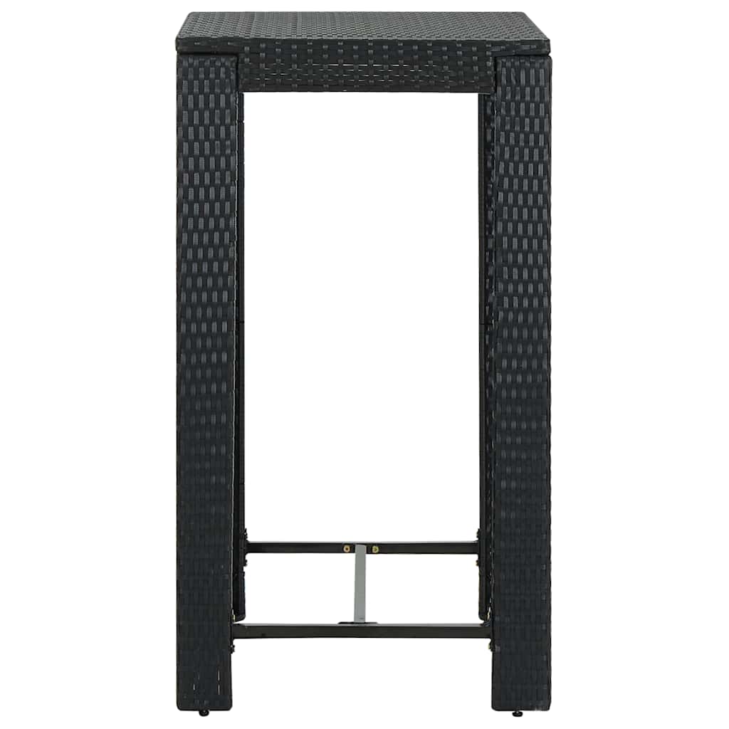 45871 vidaXL Garden Bar Table Black 60,5x60,5x110,5 cm Poly Rattan