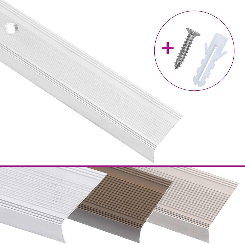 Stair Nosings in L-shape 15 pcs Aluminium 90 cm Silver