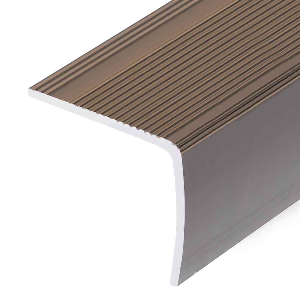 Stair Nosings in L-shape 5 pcs Aluminium 90 cm Brown