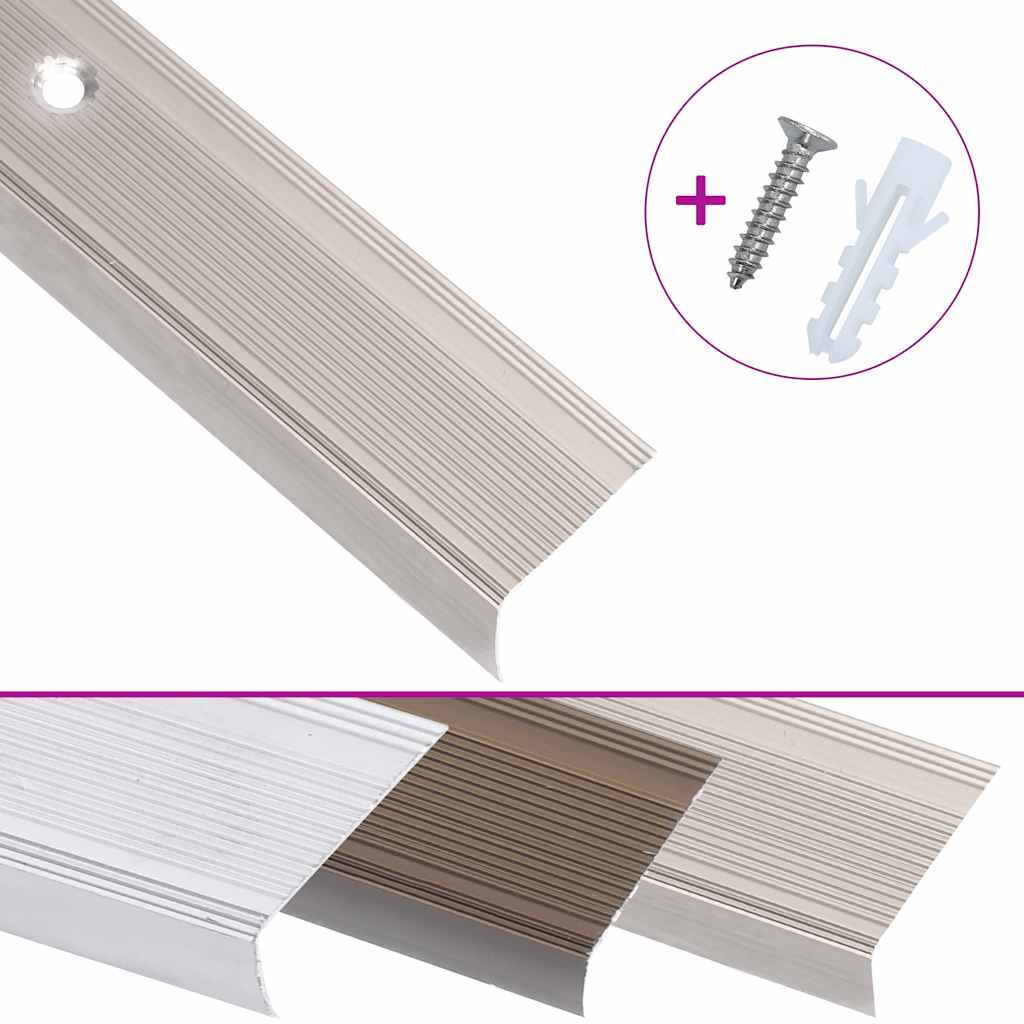 Stair Nosings in L-shape 15 pcs Aluminium 90 cm Champagne
