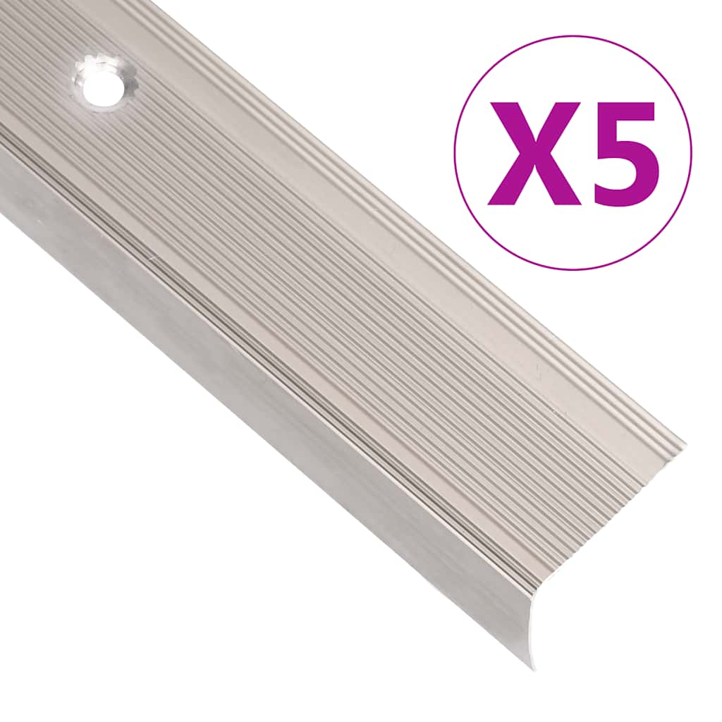 Stair Nosings in L-shape 5 pcs Aluminium 90 cm Champagne
