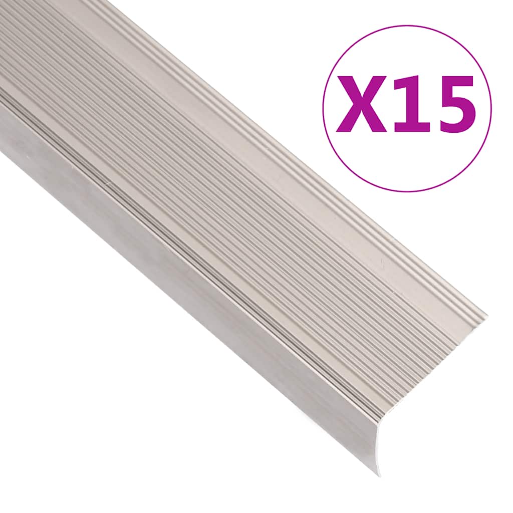 Stair Nosings in L-shape 15 pcs Aluminium 90 cm Champagne