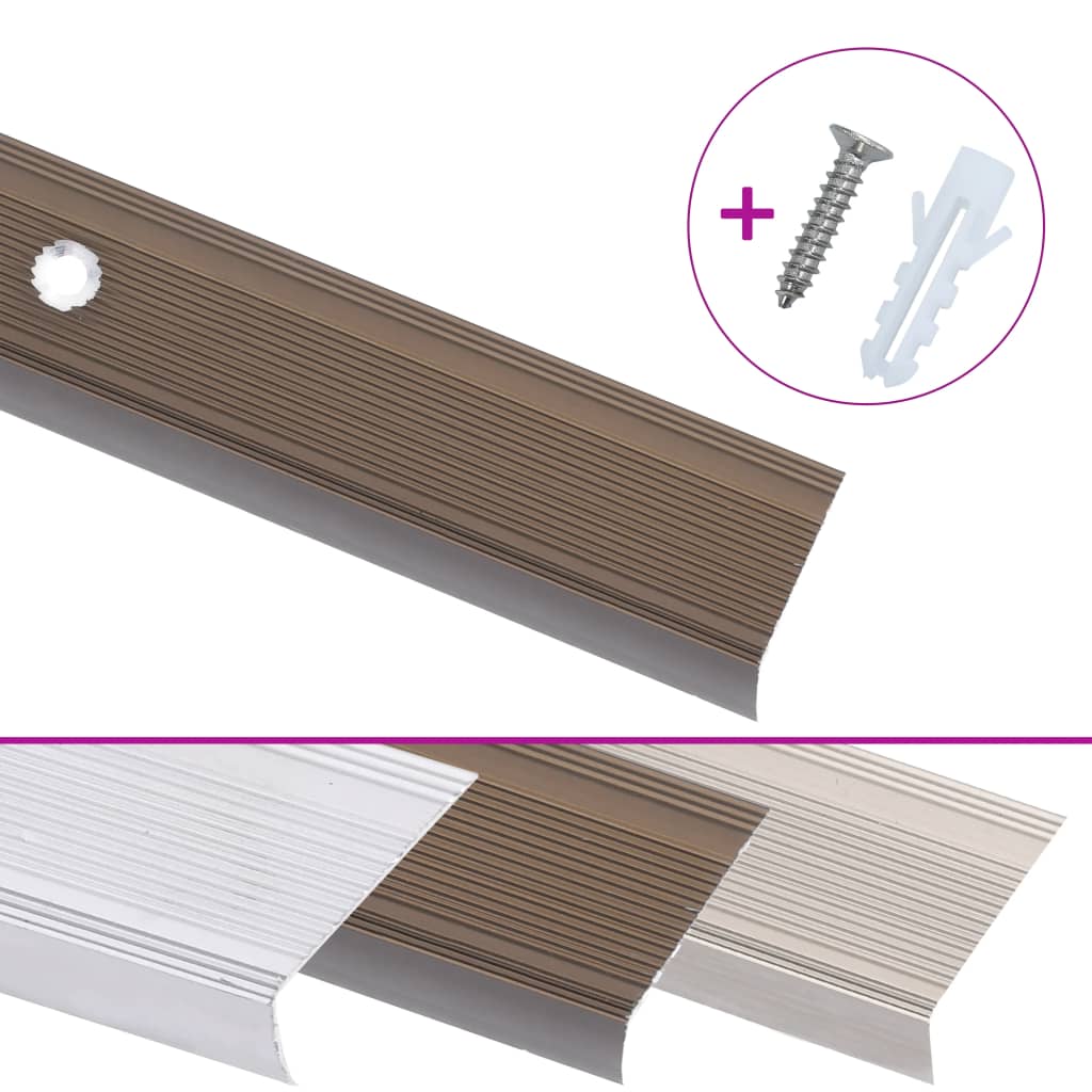 Stair Nosings in L-shape 5 pcs Aluminium 100 cm Brown