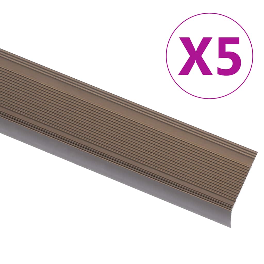 Stair Nosings in L-shape 5 pcs Aluminium 100 cm Brown