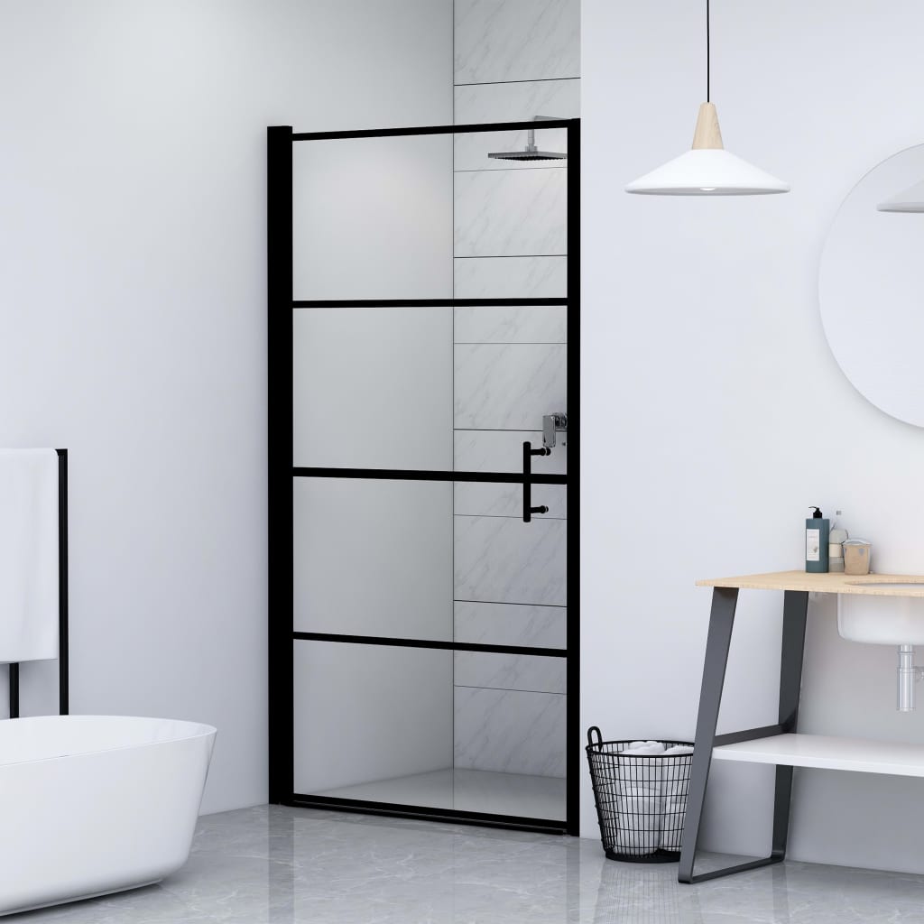 Shower Door Tempered Glass 100x178 cm Black