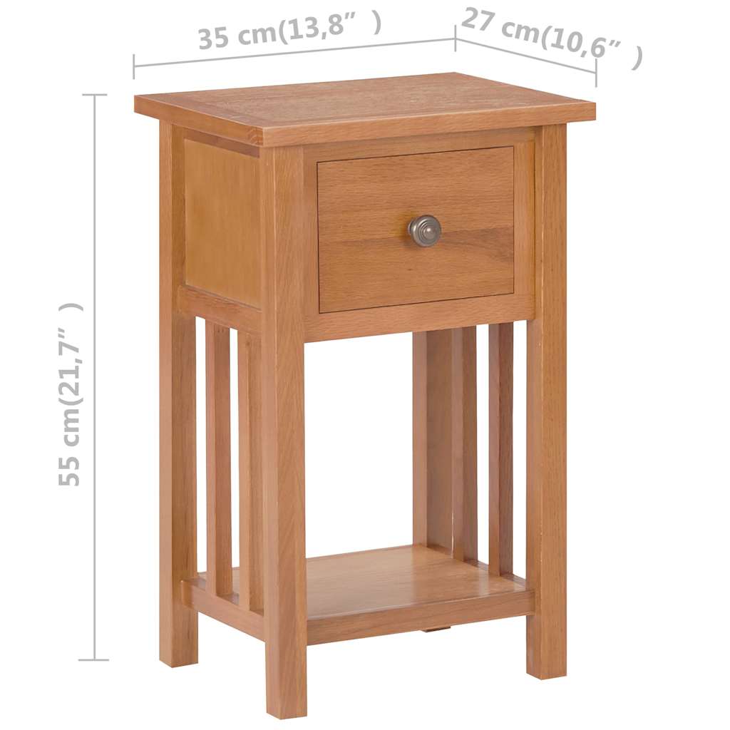 289182 vidaXL Magazine Table with Drawer 35x27x55 cm Solid Oak Wood