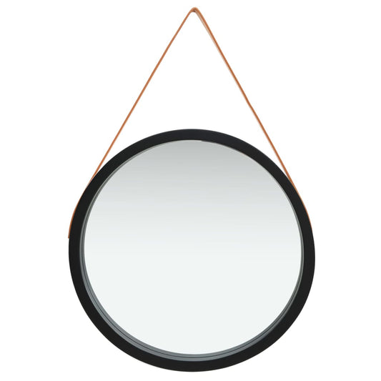 vidaXL Wall Mirror with Strap 60 cm Black