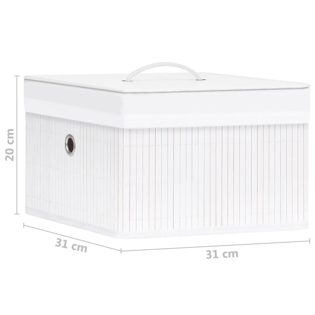 vidaXL Bamboo Storage Boxes 4 pcs White