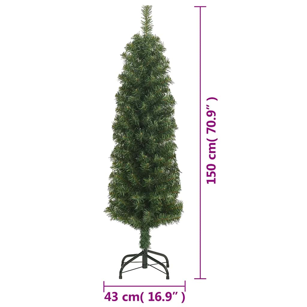 vidaXL Slim Artificial Christmas Tree with Stand Green 150 cm PVC