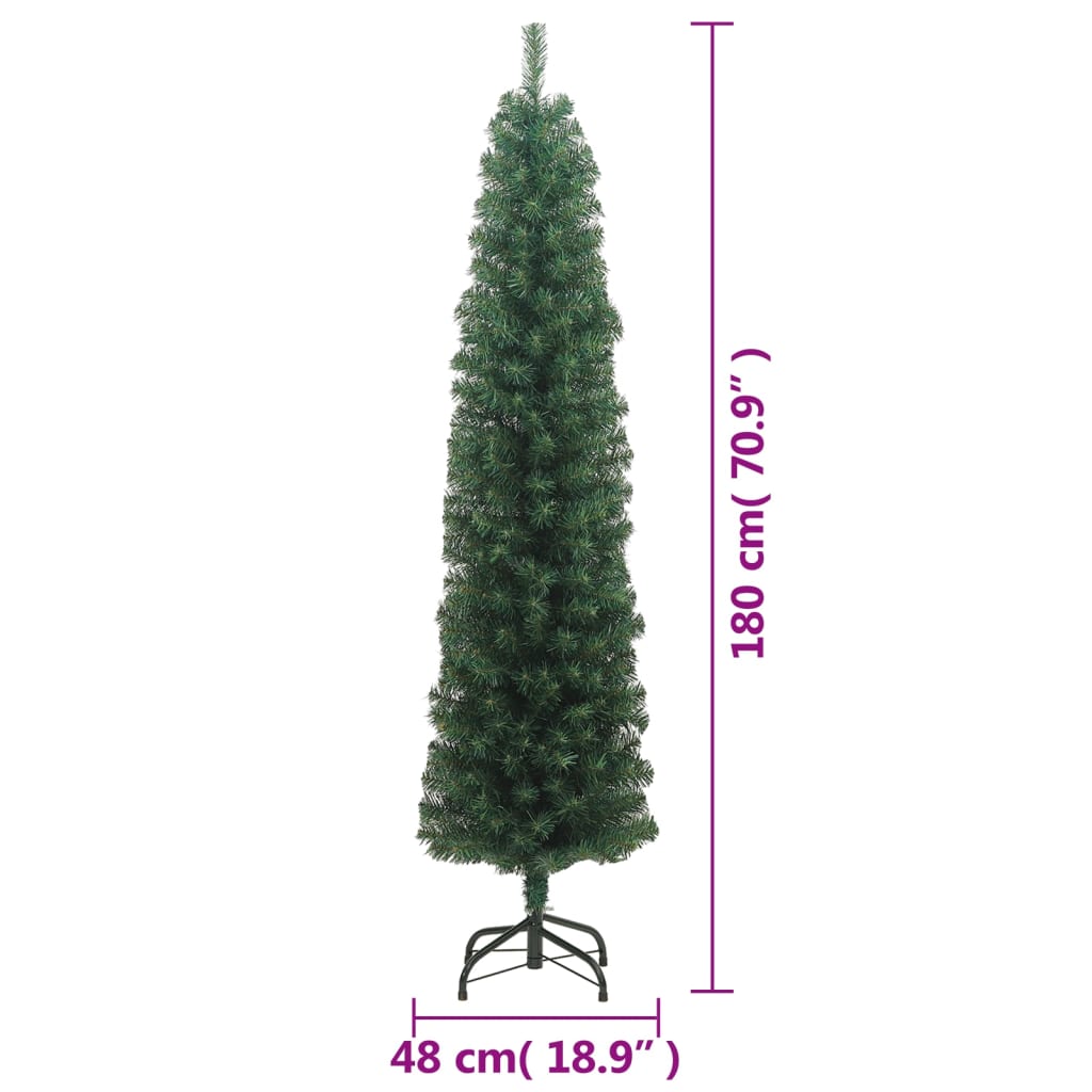 vidaXL Slim Artificial Christmas Tree with Stand Green 180 cm PVC