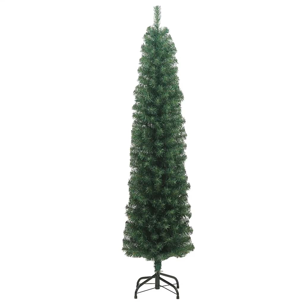 vidaXL Slim Artificial Christmas Tree with Stand Green 210 cm PVC