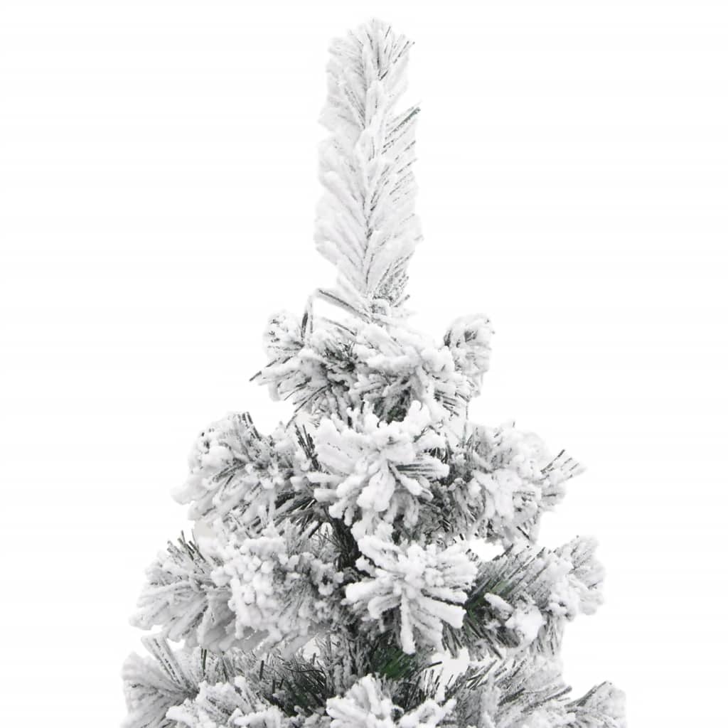 vidaXL Slim Artificial Christmas Tree with Flocked Snow Green 210 cm PVC