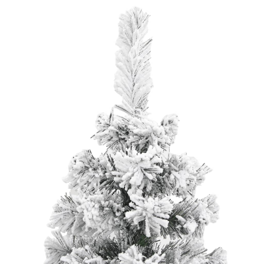 vidaXL Slim Artificial Christmas Tree with Flocked Snow Green 240 cm PVC