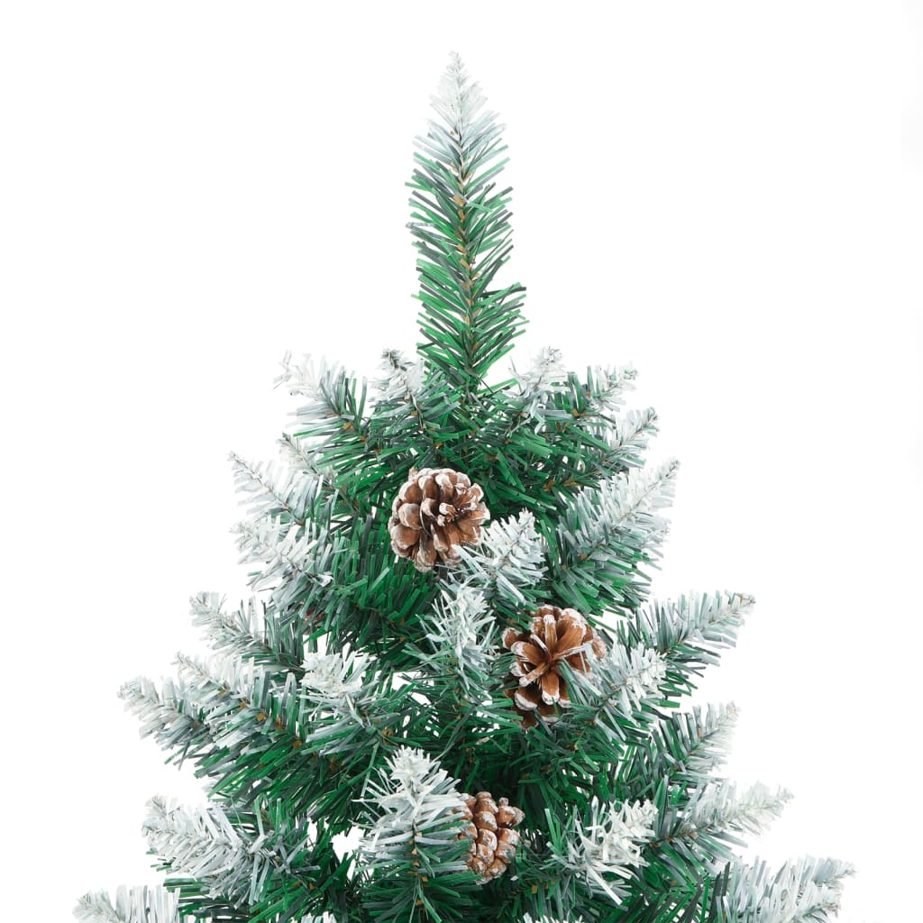 vidaXL Slim Christmas Tree with Real Wood and White Snow Green 180 cm