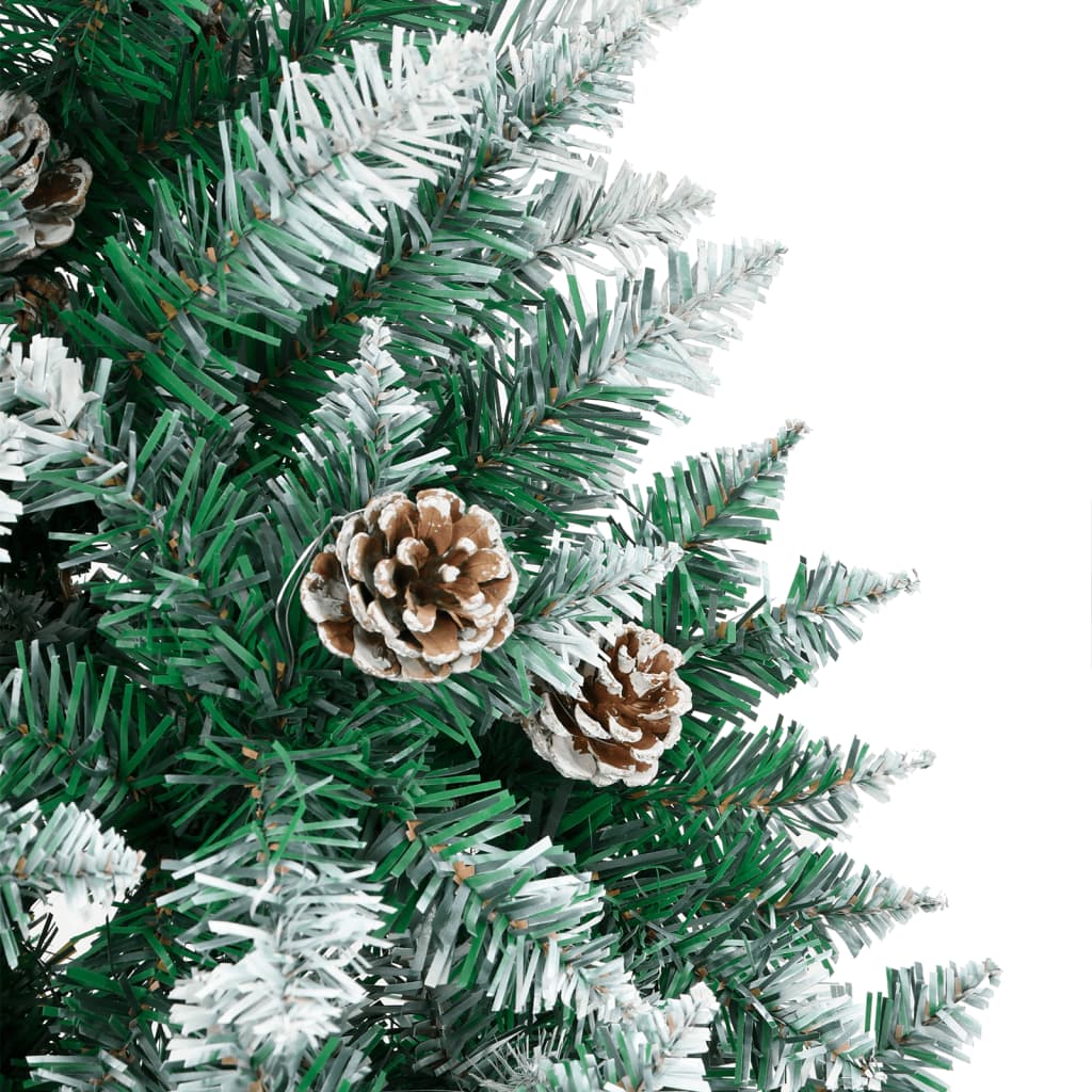 vidaXL Slim Christmas Tree with Real Wood and White Snow Green 180 cm