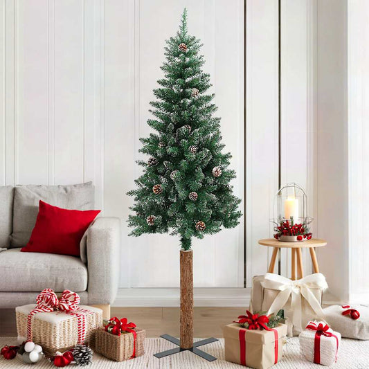 Christmas Tree | Green | PVC, Solid Pine Wood, Powder-Coated Steel | Slim