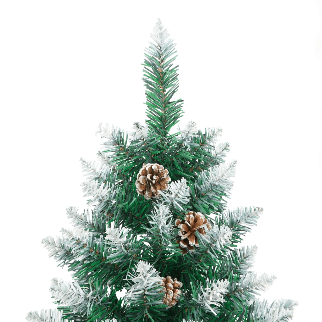 vidaXL Slim Christmas Tree with Real Wood and White Snow Green 210 cm