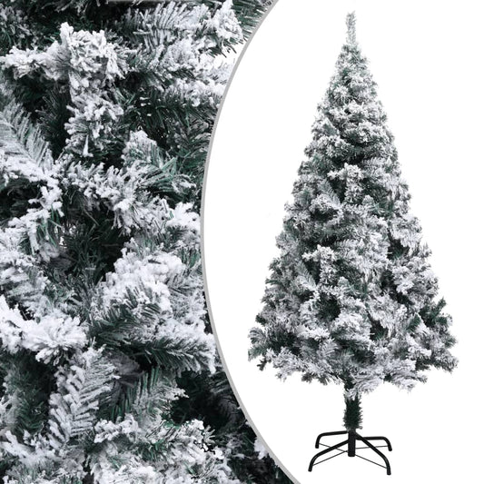 vidaXL Artificial Christmas Tree with Flocked Snow Green 150 cm PVC