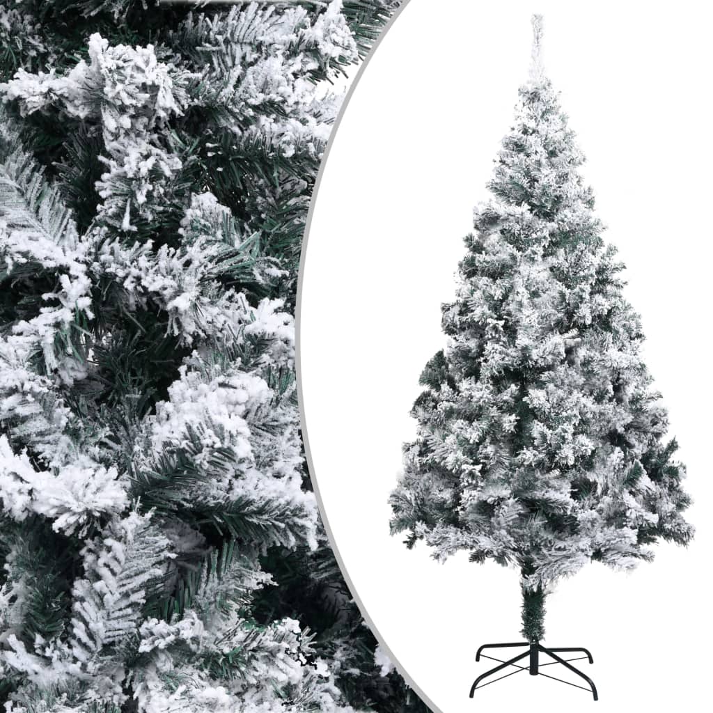 vidaXL Artificial Christmas Tree with Flocked Snow Green 180 cm PVC