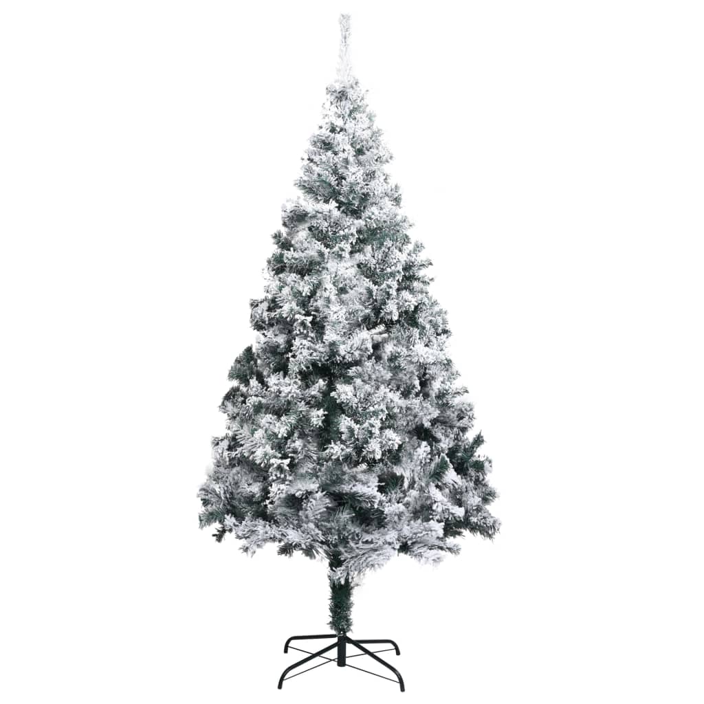 vidaXL Artificial Christmas Tree with Flocked Snow Green 180 cm PVC