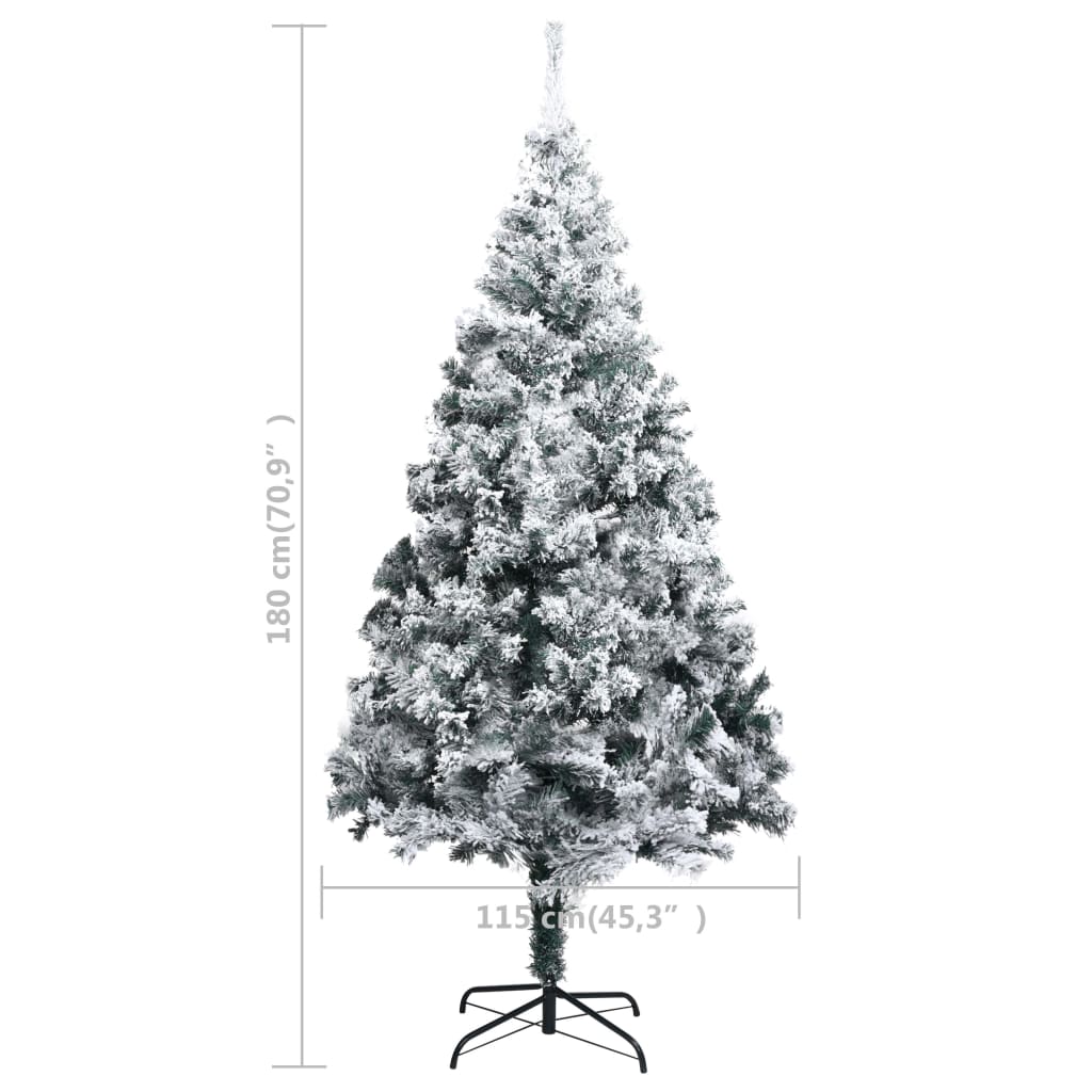 vidaXL Artificial Christmas Tree with Flocked Snow Green 180 cm PVC