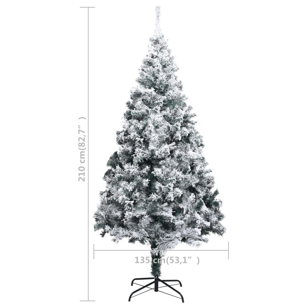 vidaXL Artificial Christmas Tree with Flocked Snow Green 210 cm PVC