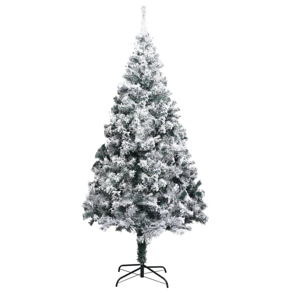 vidaXL Artificial Christmas Tree with Flocked Snow Green 240 cm PVC