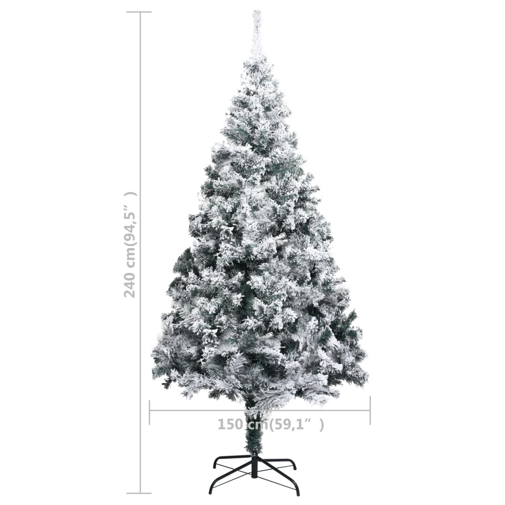 vidaXL Artificial Christmas Tree with Flocked Snow Green 240 cm PVC