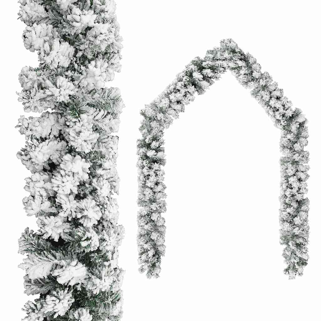 Christmas Garland | Green with white snow flocking | PVC | 5 m length