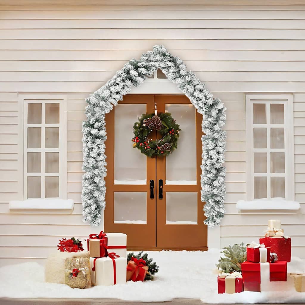 Christmas Garland | Green with white snow flocking | PVC | 5 m length