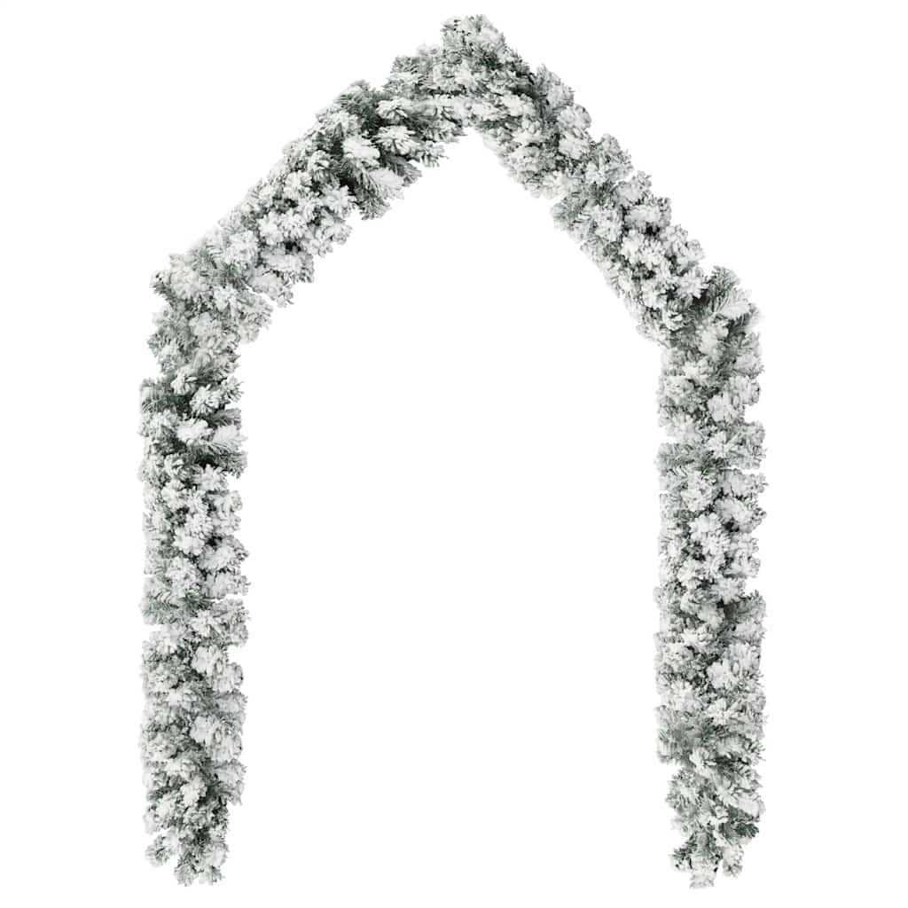 Christmas Garland with Flocked Snow Green 10 m PVC