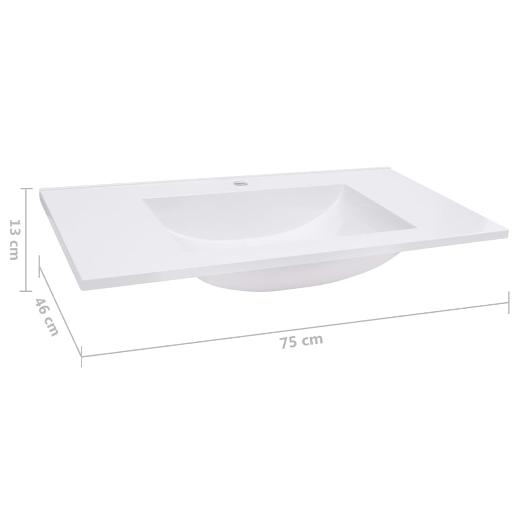 vidaXL Built-in Wash Basin 750x460x130 mm SMC White