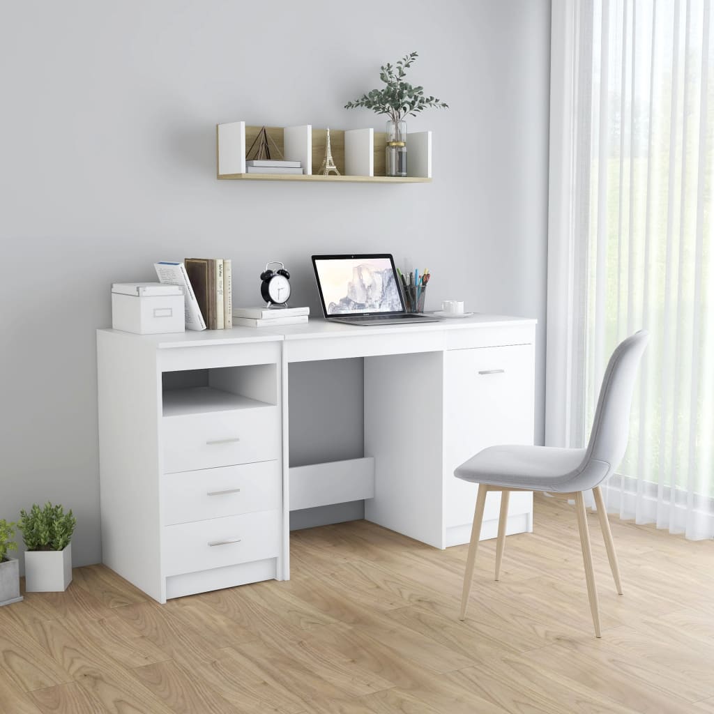 vidaXL Desk White 140x50x76 cm Engineered Wood