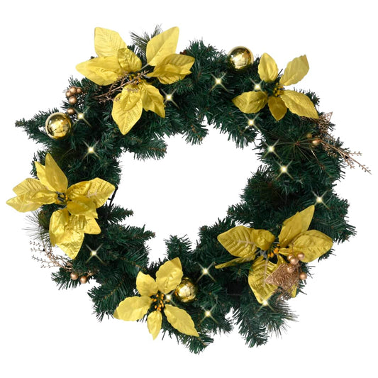 vidaXL Christmas Wreath with LED Lights Green 60 cm PVC