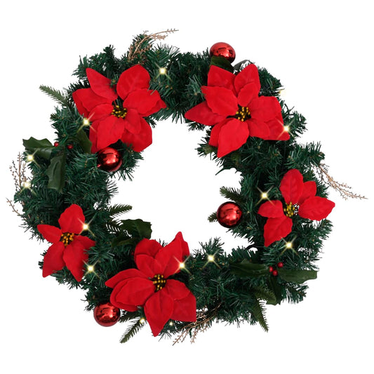 vidaXL Christmas Wreath with LED Lights Green 60 cm PVC