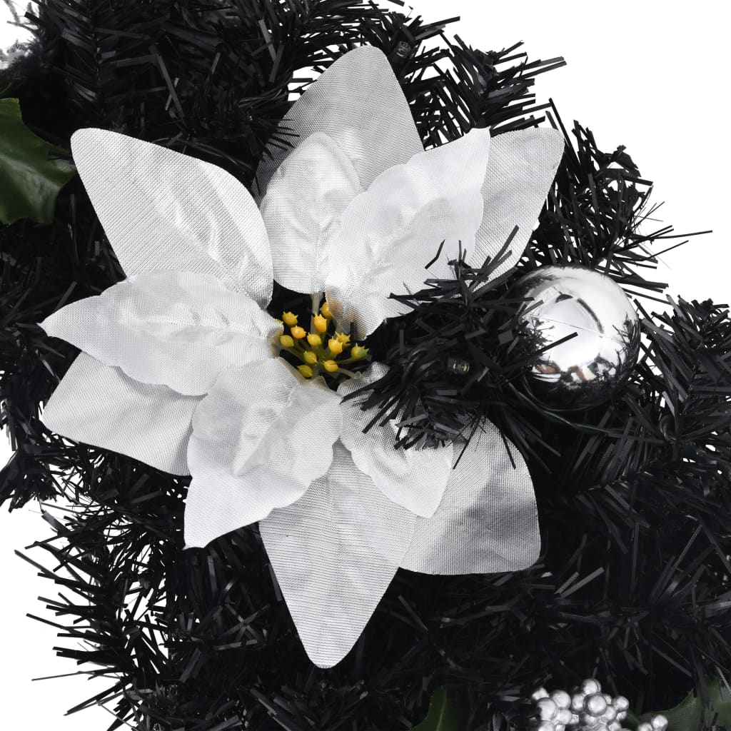 vidaXL Christmas Wreath with LED Lights Black 60 cm PVC