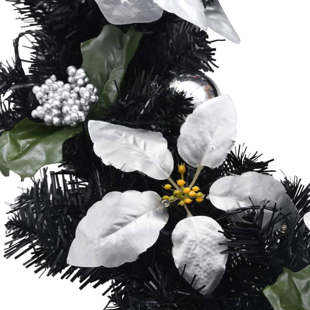 vidaXL Christmas Wreath with LED Lights Black 60 cm PVC