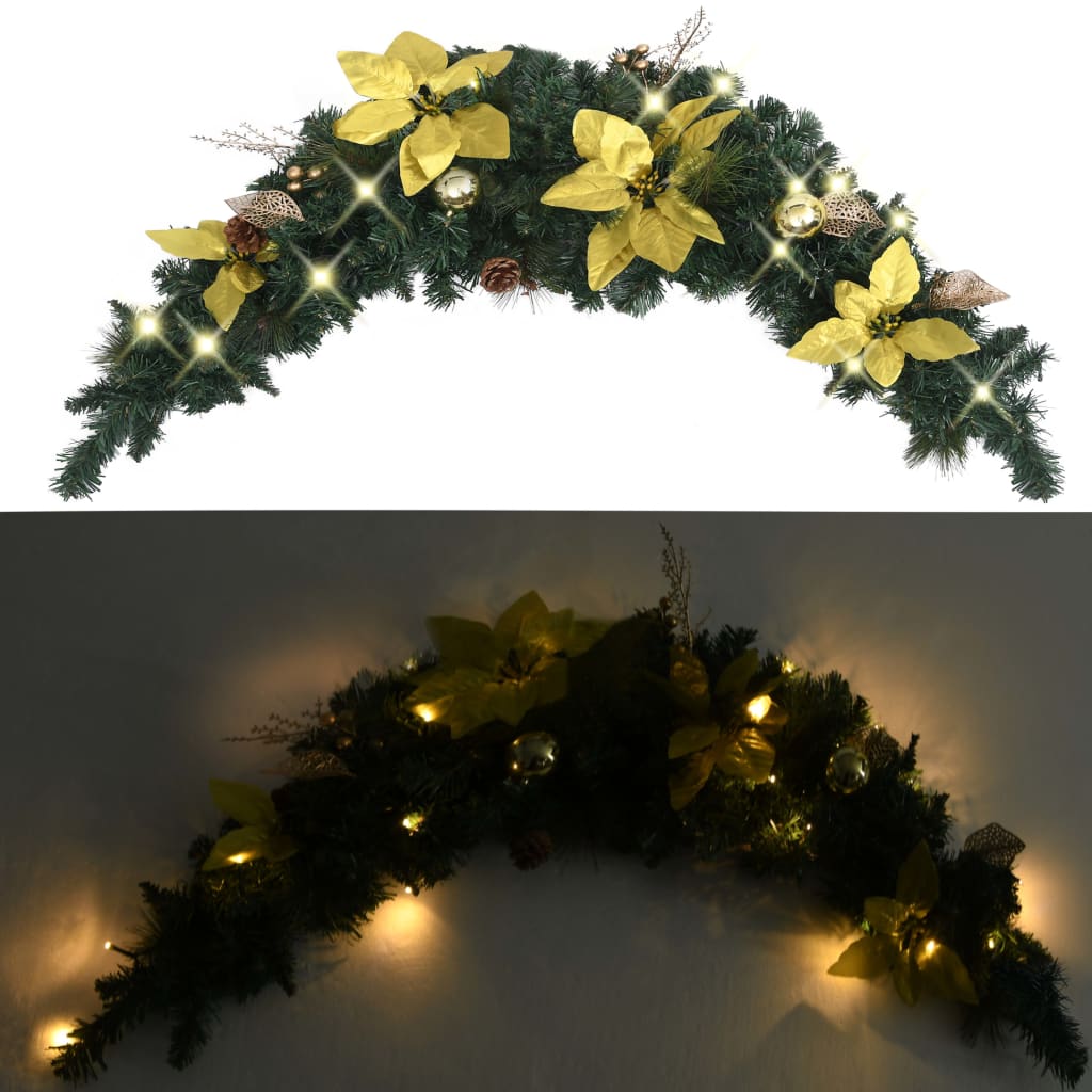 vidaXL Christmas Arch with LED Lights Green 90 cm PVC